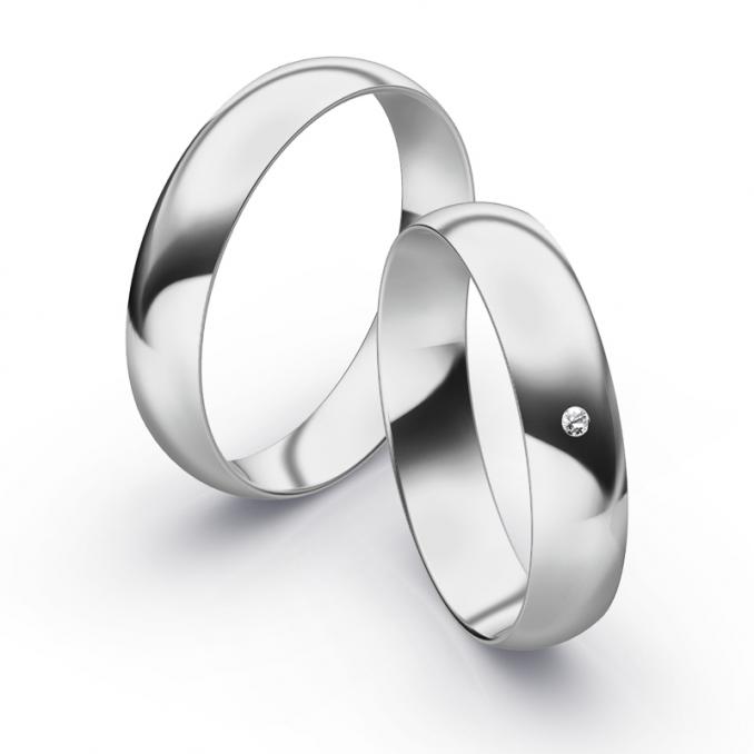 Aufnahme von schlichten polierten Palladium 500 Eheringe mit Diamanten in 4,5 mm