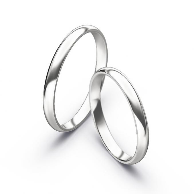 Aufnahme von schlichten polierten Weissgold Eheringe in 2,5 mm