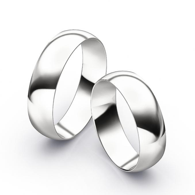 Trauringe aus poliertem Weissgold mit 6 mm Breite