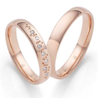 Roségold Eheringe in Sternenhimmel-Design mit Diamanten und Kreismuster