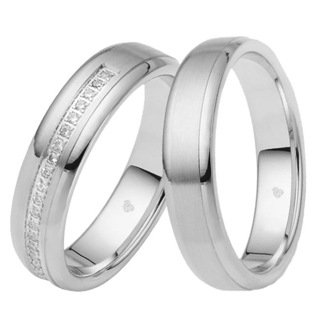 Eheringe aus rhodiniertem Silber 925 mit 29 Zirkonia