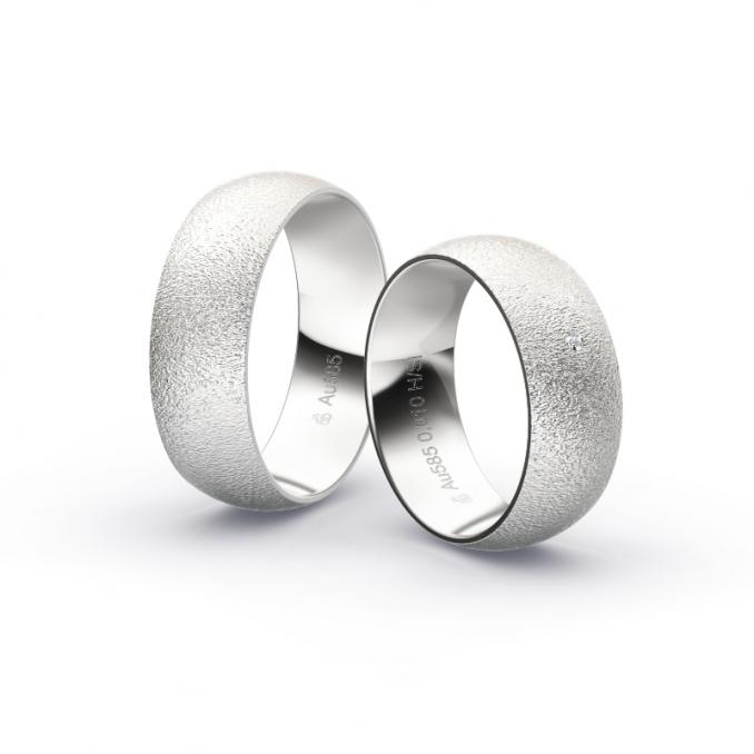 Weissgold Eheringe mit Diamanten und Körnung in 7 mm Breite