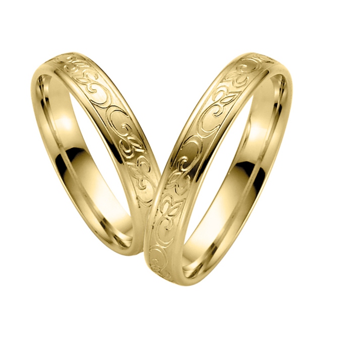 Gelbgold Trauringe Günstig Eheringe Muster Floral MyTrauring Rauschmayer 04816