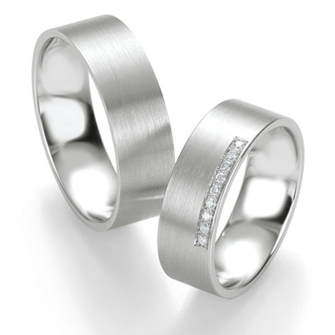 Längsmattiert Trauringe Günstig Eheringe Diamanten Hochzeitsringe Saint Maurice 49-91107 & 49-9110