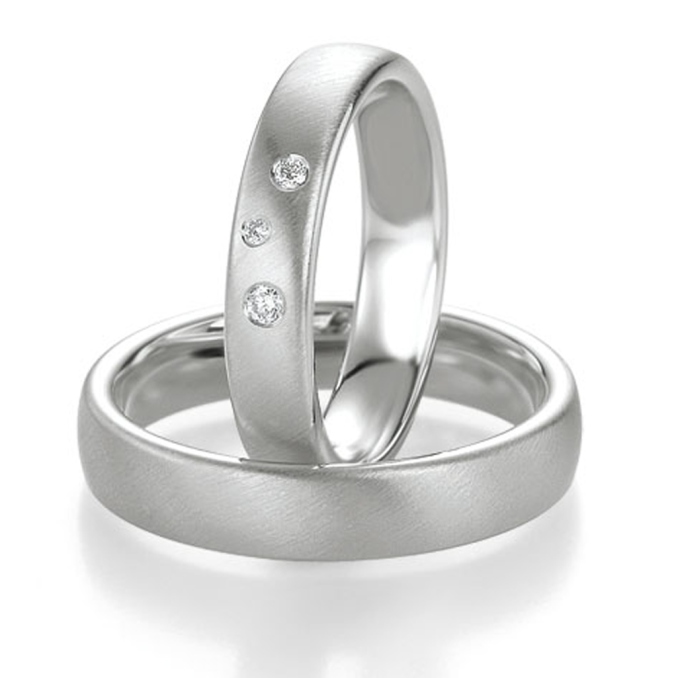 Schrägmattiert Trauringe Günstig Diamanten Eheringe Partnerringe Silberringe Saint Maurice 49-91115