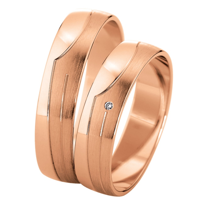 Rosegold Günstig Diamanten Trauringe Gravur kostenlose Saint Maurice Poliert 49-81508 & 49-81509