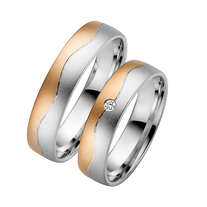 Rosegold Ringe Günstig Trauringe Eheringe Bicolor MyTrauring Rauschmayer 50422