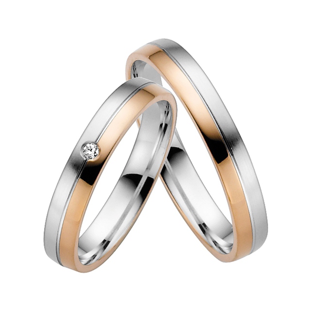 Rosegold Ringe Günstig Poliert Trauringe Bicolor Rotgold Weißgold MyTrauring 50673 Rauschmayer