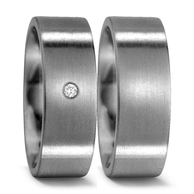 Außergewöhnlich Partnerringe Eheringe aus Titan mit großem Diamant TitanFactory 50972