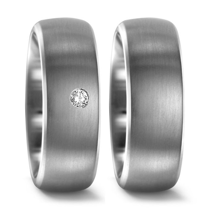 Mattiert Partnerringe Eheringe aus Titan mit Diamant TitanFactory 51336