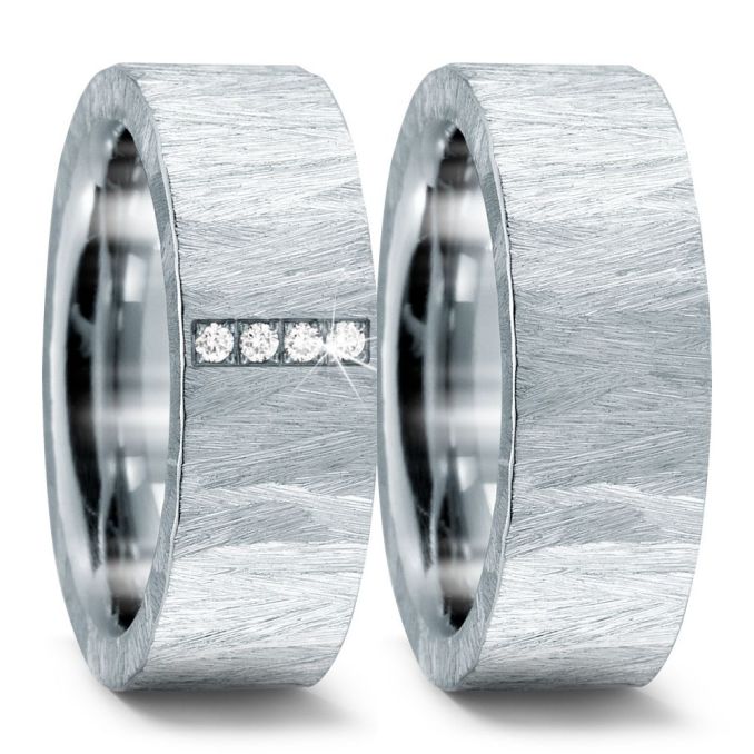 Titan Partnerringe Eheringe von Hand strukturiert Brillanten 59311
