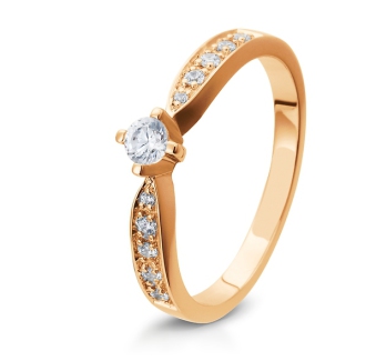 Eleganter Verlobungsring Solitärring Rotgold mit Diamant Brillant Breuning 41/05397 41/05398 41/0539