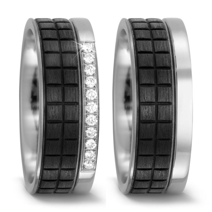 Carbon und Titan Partnerringe Eheringe mit Diamant TitanFactory 52493