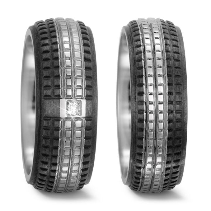 Carbon und Titan Partnerringe Eheringe mit Diamant TitanFactory 52503