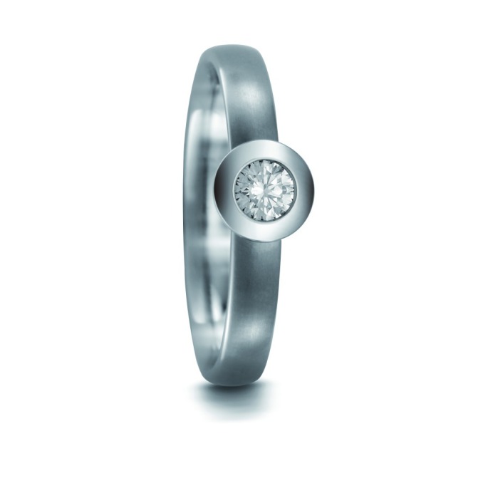 Mattiert Verlobungsring aus Titan mit Diamanten TitanFactory 51662
