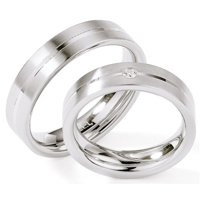 Eheringe Trauringe aus Stahl mit Diamant Ruesch Collection Nowotny 88/01280-055