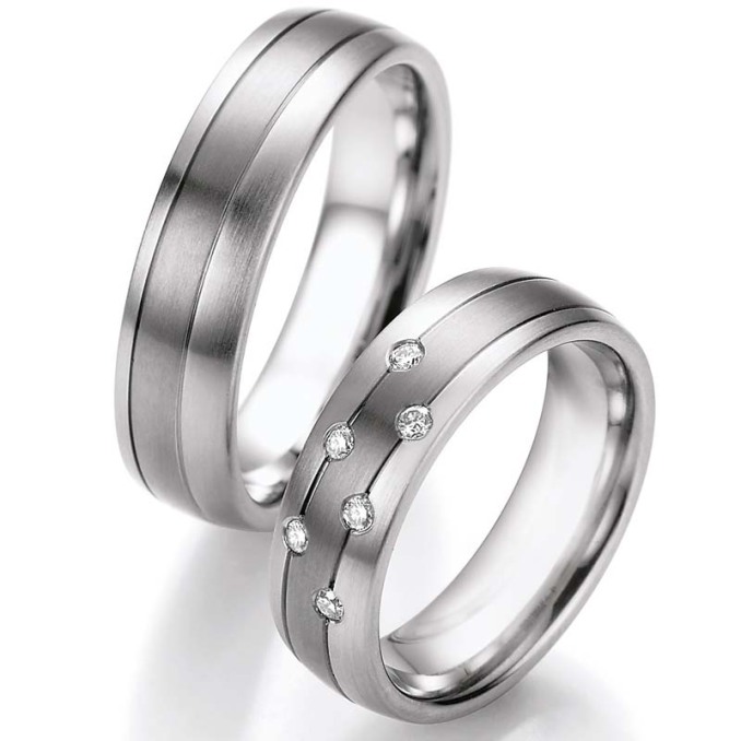 Eheringe Trauringe aus Stahl & Titan mit Diamant Ruesch Collection Nowotny 68/06040-060