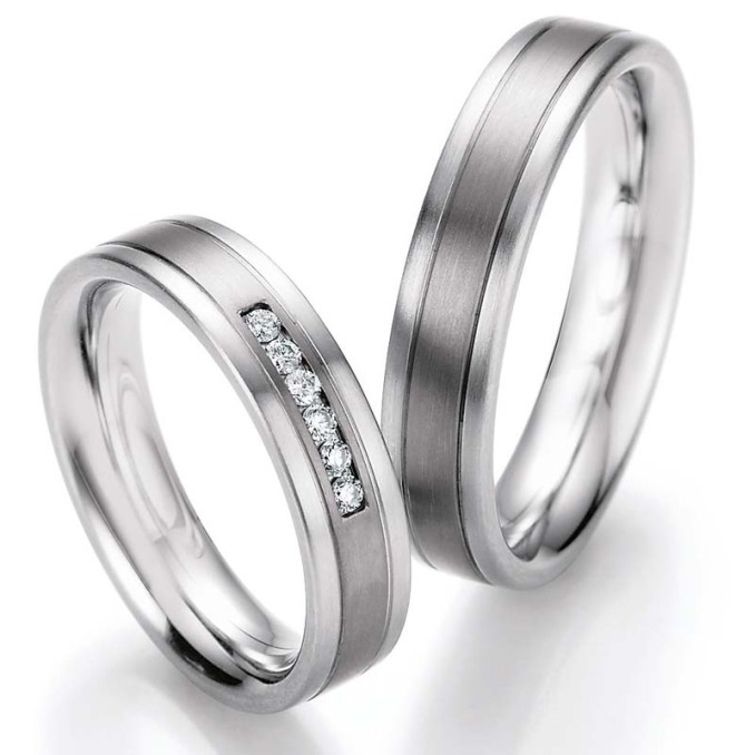 Eheringe Trauringe aus Stahl & Titan mit Diamant Ruesch Collection Nowotny 68/06060-050
