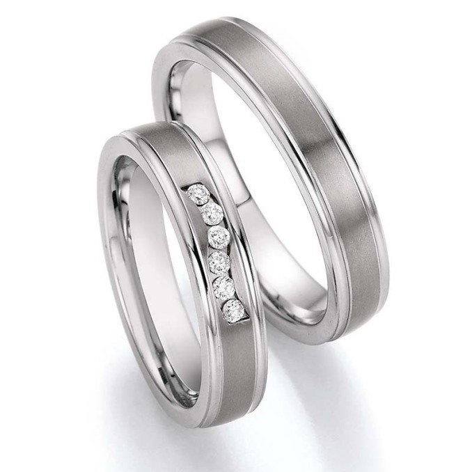Eheringe Trauringe aus Stahl & Titan mit Diamant Ruesch Collection Nowotny 68/06130-045