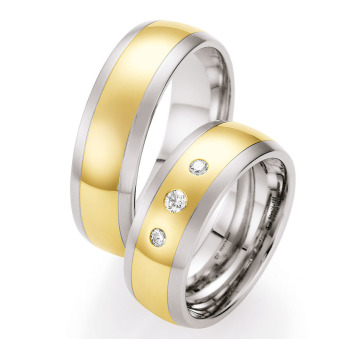 Eheringe Trauringe aus Stahl & Gelbgold mit Diamant Ruesch Collection Nowotny 88/05000-070