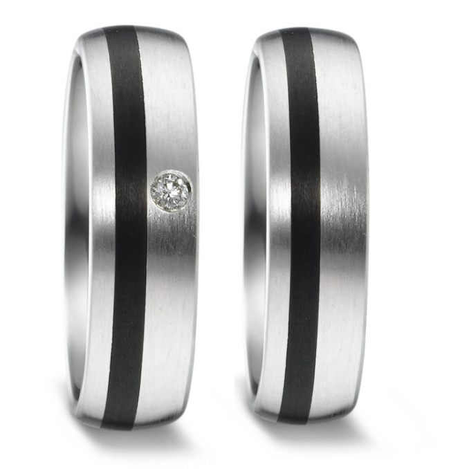 Carbon Partnerringe Eheringe mit Palladium mit einem Diamanten 62630