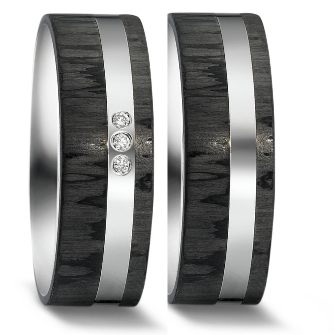 Strukturierten Carbon Partnerringe Hochzeitsringe mit Palladium mit einem Diamanten 62408
