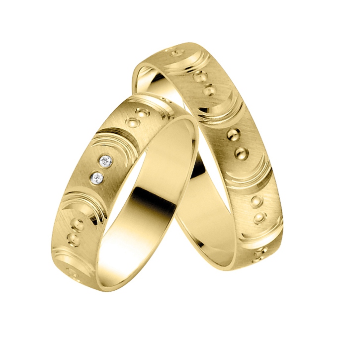 Trauringe mit Kreis Muster Diamanten Gelbgold MyTrauring 03662 Rauschmayer