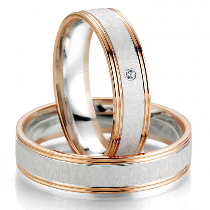 Bicolor Ringe Eheringe Trauringe Günstig Breuning 48-07071 & 48-0702