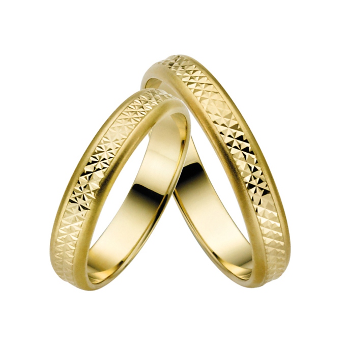 Trauringe Hochzeitsringe Gelbgold Muster MyTrauringe Ränder Mattiert 04800