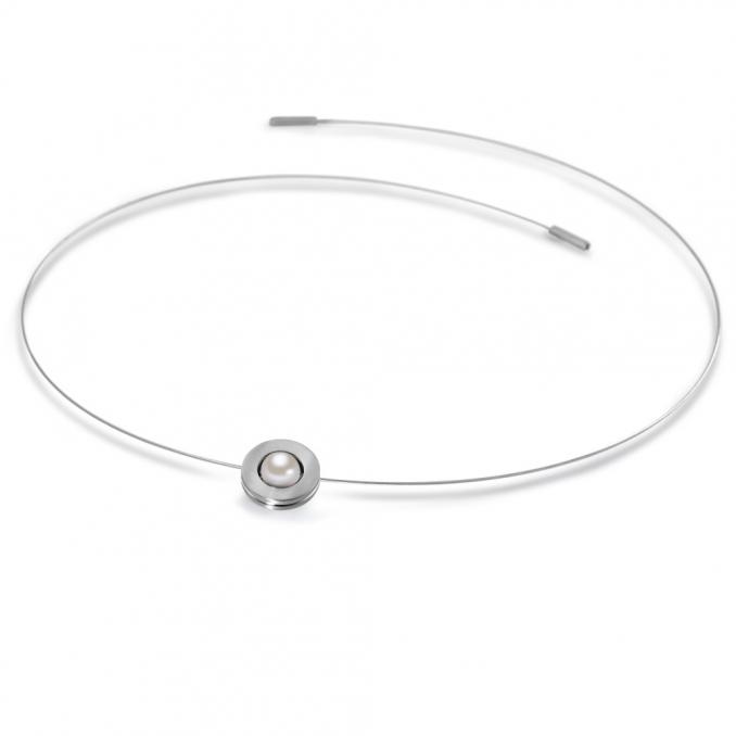 Edles Seilcollier mit Anhänger aus Süßwasserzuchtperle und Edelstahl 3967551