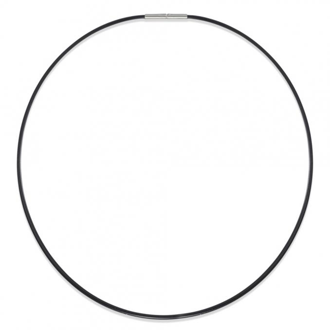 Modernes Collier aus schwarzem Kautschuk mit Edelstahlverschluss 3967559