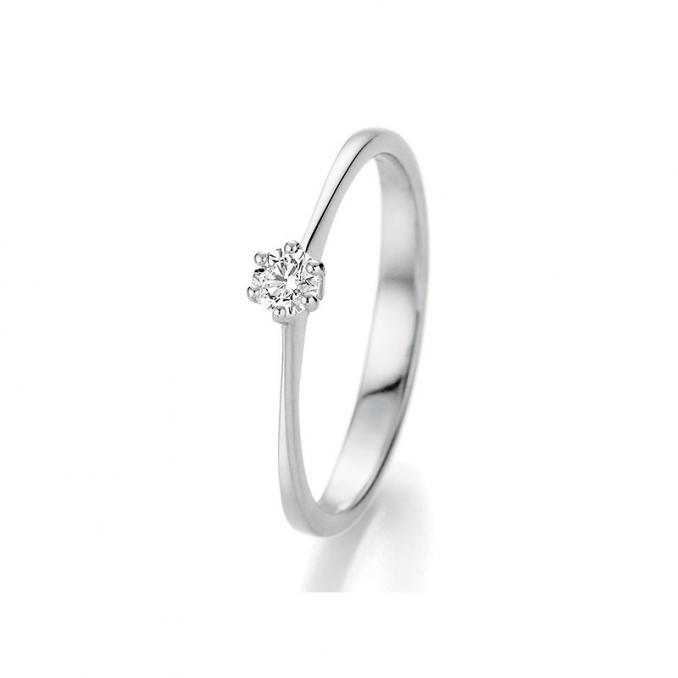 Entzückender Solitairering aus Weissgold mit großem Diamanten 121091