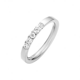 Schicker Memoirering aus  Weissgold mit Diamanten und flachem Profil 121050