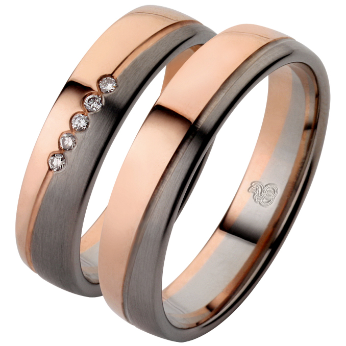 Eheringe Trauringe Günstig Palladium Roségold Diamanten 50901