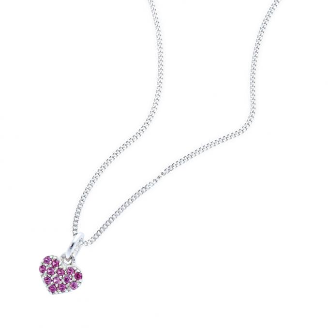Aufnahme von einem Anhänger aus rhodiniertem Silber 925 mit Herzen und Zirkonia mit Kette