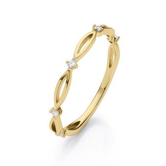 Verlobungsring aus Gelbgold mit geschwungenem Design und 5 Diamanten