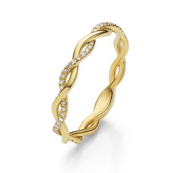 Gelbgold Verlobungsring mit Flechtdesign und Diamantenband