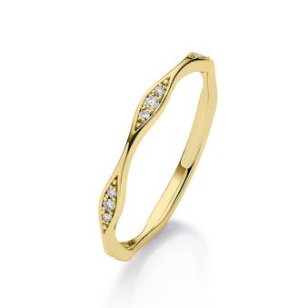 Gelbgold Verlobungsring mit 12 Diamanten in geometrischem Design