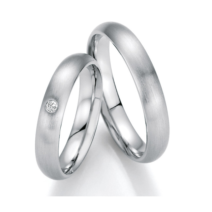Eheringe Trauringe aus Weißgold mit Diamant Ruesch Collection Nowotny 02/31010-040