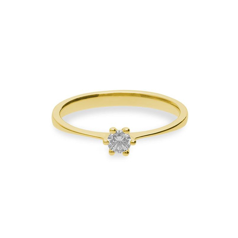 Gelbgold Verlobungsring mit Diamant 0,15 Karat