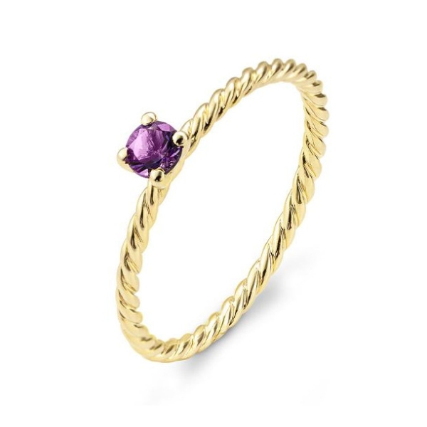 Gelbgold Vorsteckring mit Polierung und Amethyst