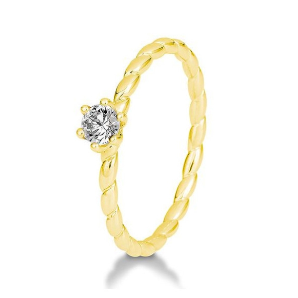 Strahlender Gelbgold Verlobungsring mit 0,15 Karat Diamant und Kordeldesign