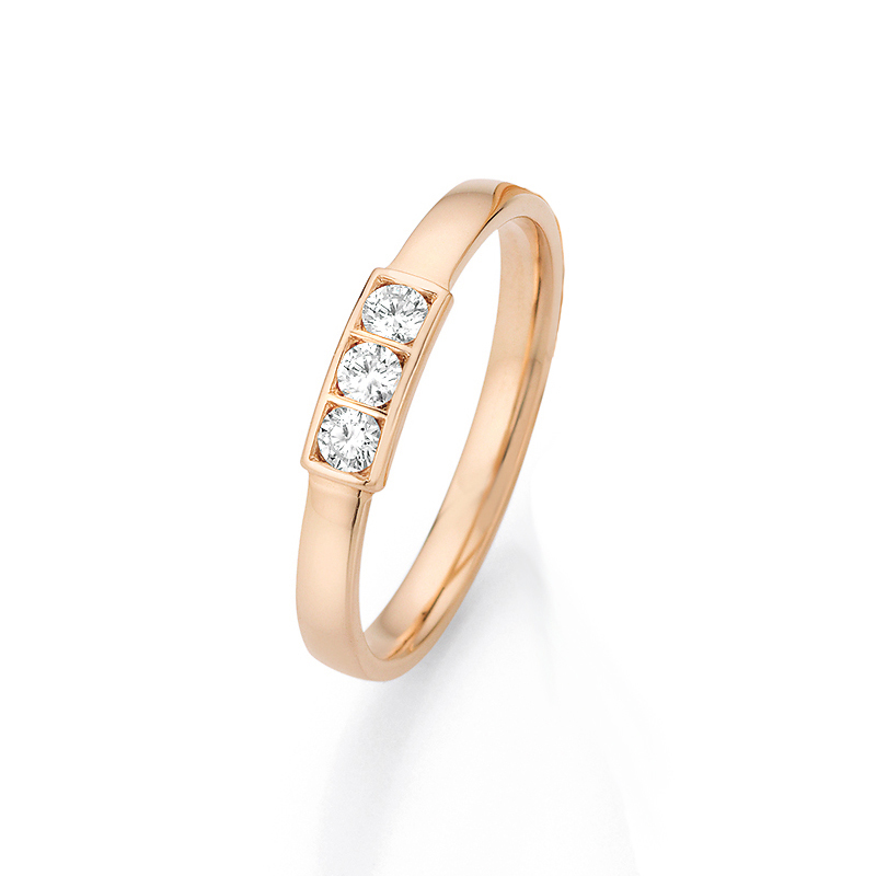 Roségold Antragsring in schmalem Design und mit Diamanten