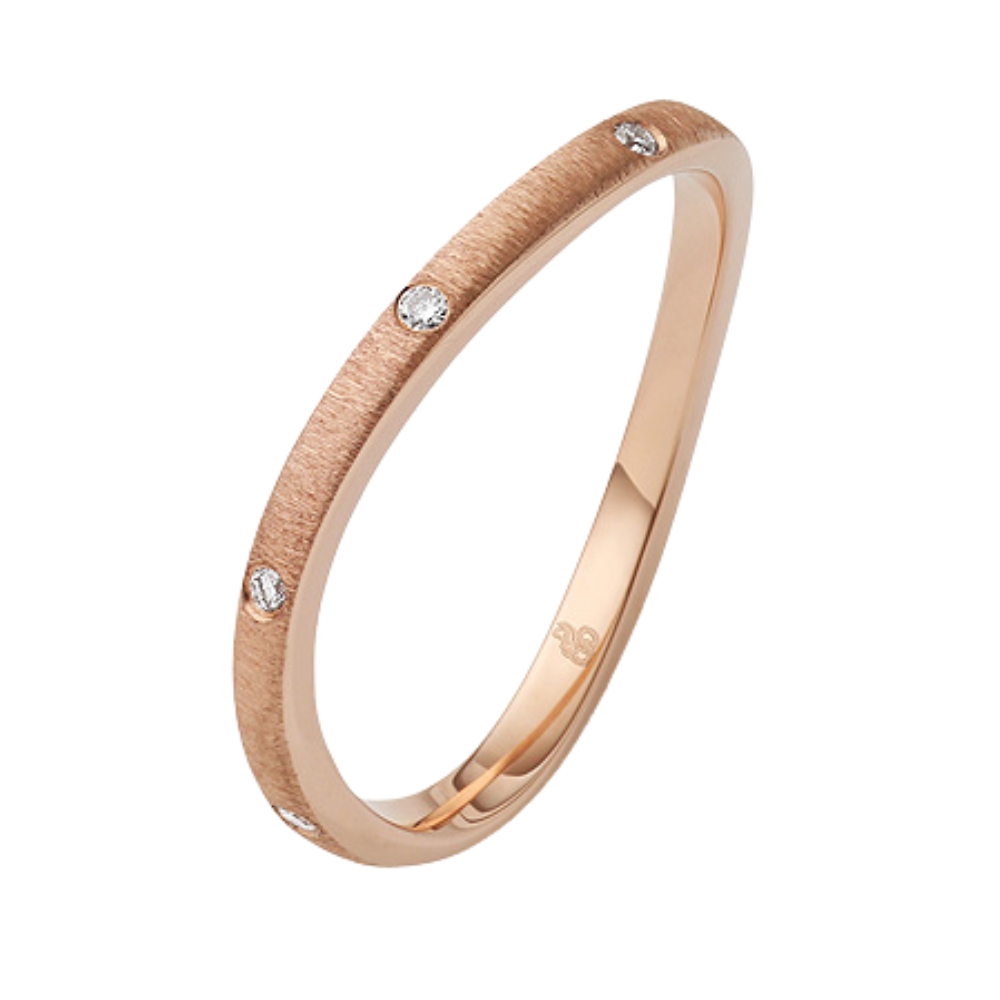 Roségold Vorsteckring mit quermatter Oberfläche und 8 Labor Diamanten