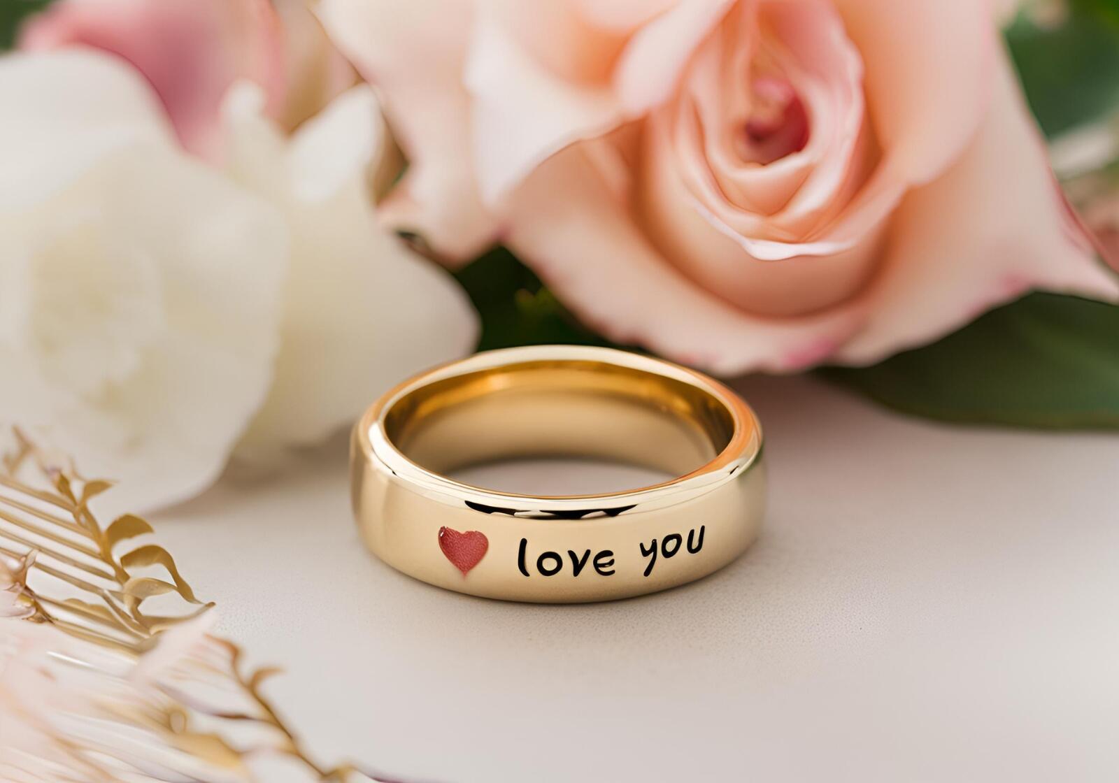 Ring mit Gravur auf Tisch